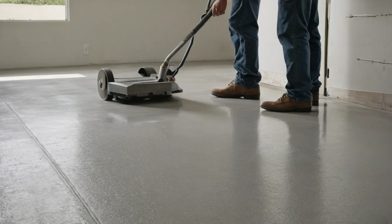 Concrete floor coating work in progress in a home near Elk Grove